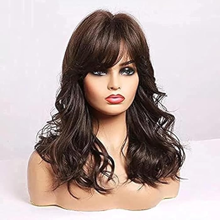 DILLARDS Nologo Medium Brown Wig Synthetic Hair With Bangs - Image 2